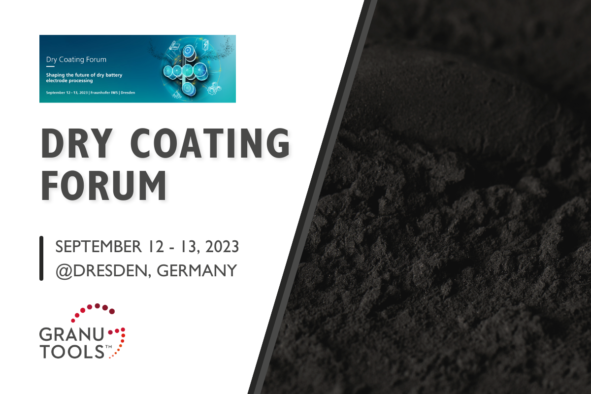 banner of Granutools to share that we will attend Dry Coating Forum on September 12th-13th in Dresden, Germany